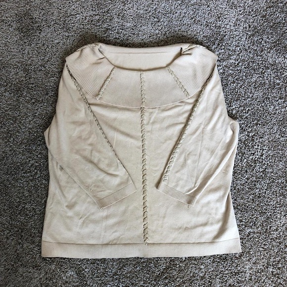 Women’s Cream Sweater w/ Leather Detail | Size Large - Picture 5 of 5